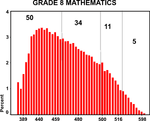 Bar graph of eighth grade mathematics AIMS scores